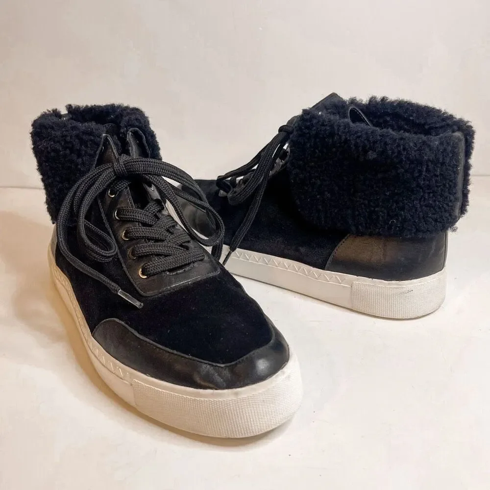 Via Spiga Shearling Black Sneakers Size 10‎